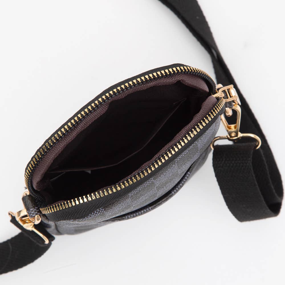 Faux Leather Checkered Mini Crossbody Bag