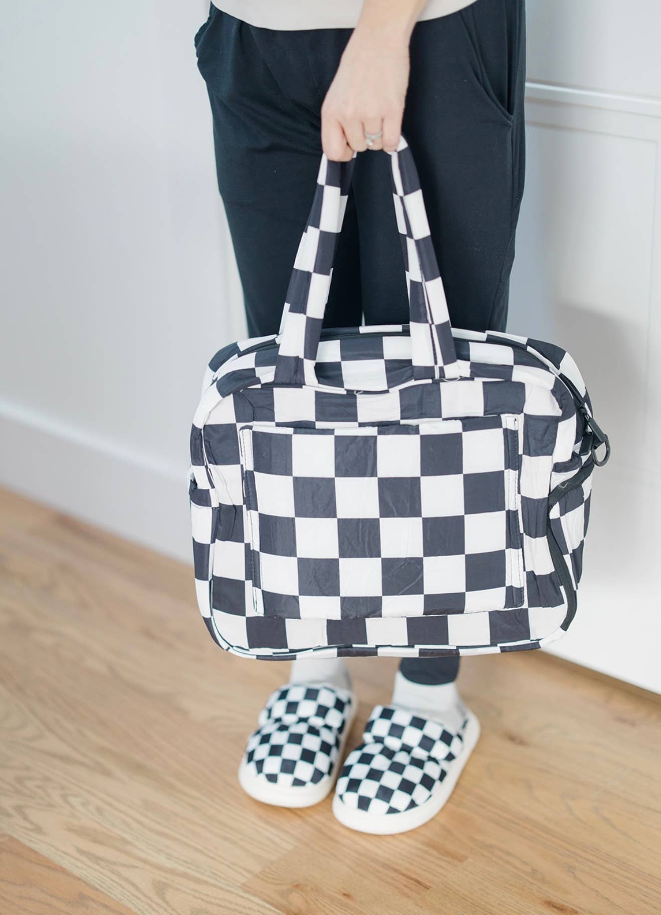 Checkered Puffer Duffel Bag