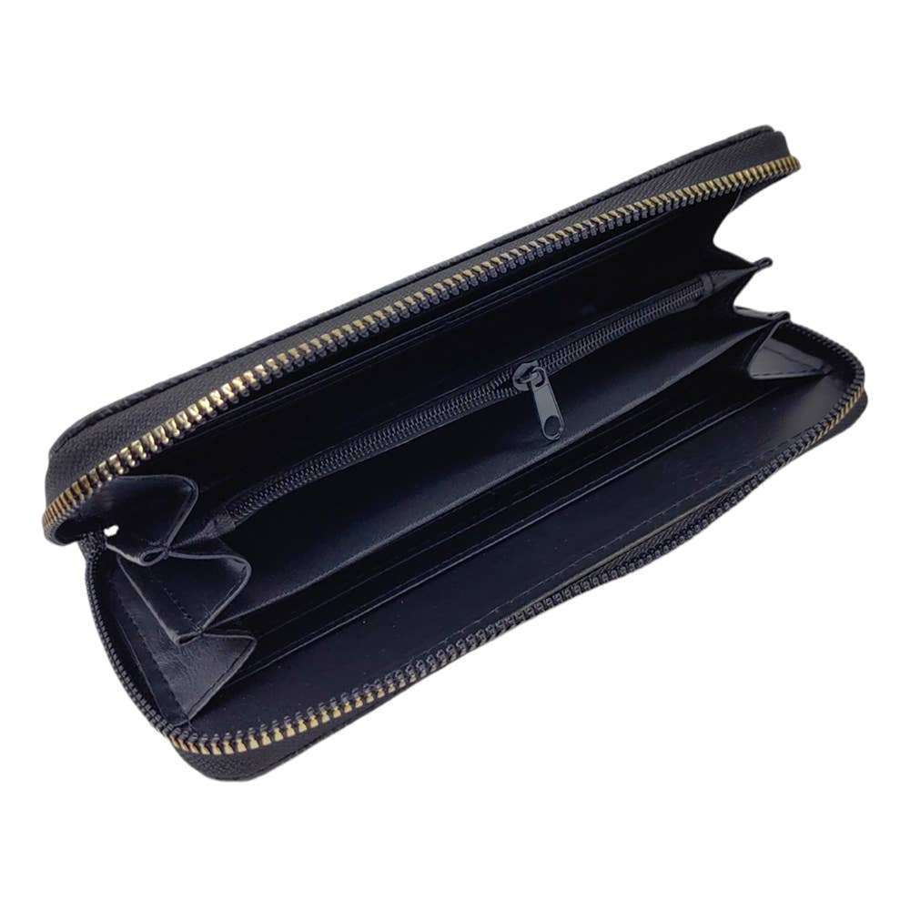 Checkered Faux Leather Long Wallet