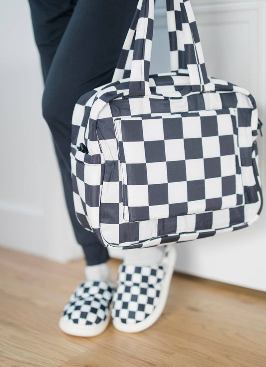 Checkered Puffer Duffel Bag