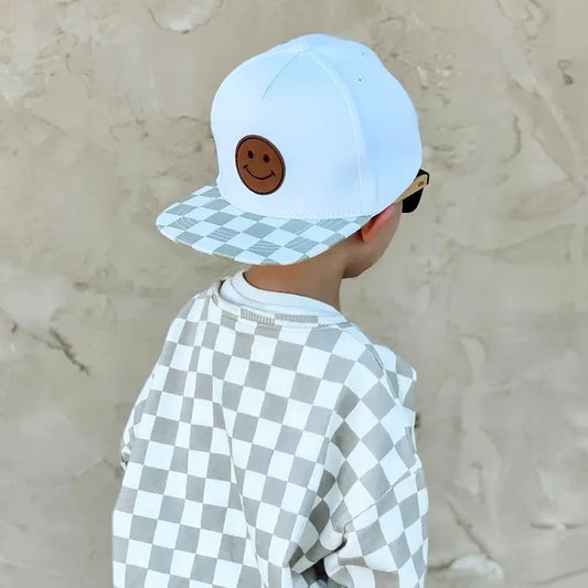 Checkered Smiley Hat - Youth Flatbill